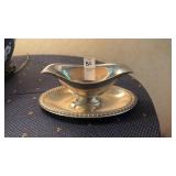 Vintage Silverplate Double Gravy Boat On Platter