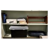 Two shelf lots - book stand, books, Baldwin pen