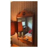Vintage colonial style wooden wall mirror