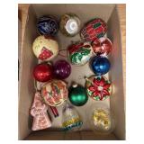 Flat of assorted Christmas ornaments one VINTAGE