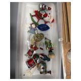 Flat of assorted Christmas ornaments in plastic