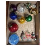 Flat of assorted Christmas ornaments some VINTAGE