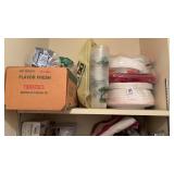 Shelf lot of plastic cups and plate products