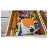 2 Drawers with Rolling Pin, Bag Clips, Cloths,