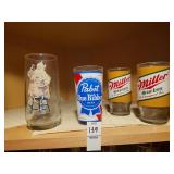 Pabst blue ribbon & Miller glasses