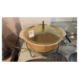 Lusterware Peach with Gold Metal Lid and Warming