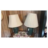 Pair of Green Table Lamps