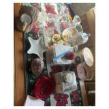 Lot of assorted decor, candlesticks, wax, etc
