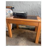 Lot of two wooden glass side tables *does NOT