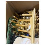 Lot of candlers, assorted lights, tablecloth, etc