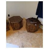 Set of 2 end tables and blanket chest no contents