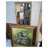 Framed/signed -Hand painted floral artwork &