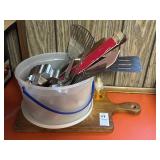 Lot of assorted kitchen utensils and cutting