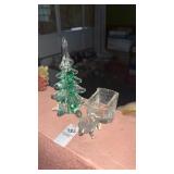 Glass Tree and Horse Toothpick Holder