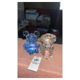 Dog and Mouse Glass Paperweights