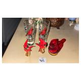 Cardinal Glass Bird, Shot Glasses and Figures