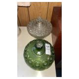 Green and Clear Glass Candy Dishes
