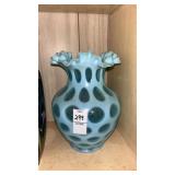 Vintage Fenton Art Glass Blue Opalescent Coin Dot