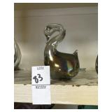 Vintage art glass iridescent swan paperweight