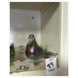 Vintage art glass iridescent bird paperweight