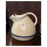 Friendship pottery blue stripe pitcher