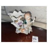 Vintage hand-painted porcelain musician bud vase-