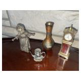 Vintage mini enameled brass bud vase- 4 inches h