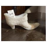 Vintage milk glass shoe figurine