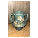 Roseville White Rose Blue 1940 Mid Century Modern