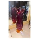 Amberina Carnival Glass Vase: Indiana Glass