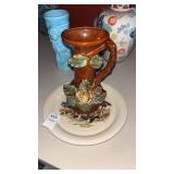 Floral Brown Vases and Plate