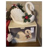 Christmas swan vase