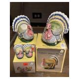 Turkey decor set - gravy boat, planter and S&P
