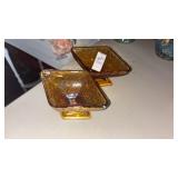 Two Amber Colored Dishes