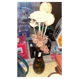 Black Oriental Vase W Faux Flowers