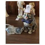 Cat planter and figurine Japan