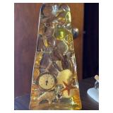 Vintage resign craft clock with seashells and