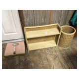 Shelf, trashcan and scale