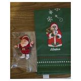 Vintage flocked santa and Alaska santa kitchen
