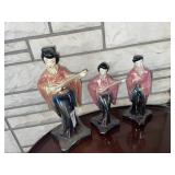 3 vintage porcelain figurines /Asian musician