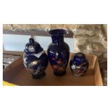 Lot of Blue Oriental Vases Set