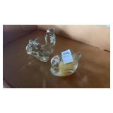 Glass Dove and Squirrel Candle Holders