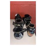 Lot of Black Oriental Vases