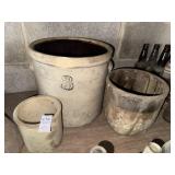 Vintage stoneware 3 crock and 2 misc crocks