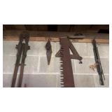 Wall lot - antique crosscut handsaw, antique