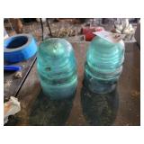 2 glass insulators