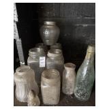 Lot of misc glass - Masonï¿½s milk one pint, ribbed