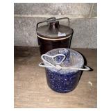 Lot of 2 vintage crocks with metal wire fastener