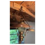 Vintage brass hanging oil lamp