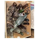 Box lot of assorted vintage glass bottles -